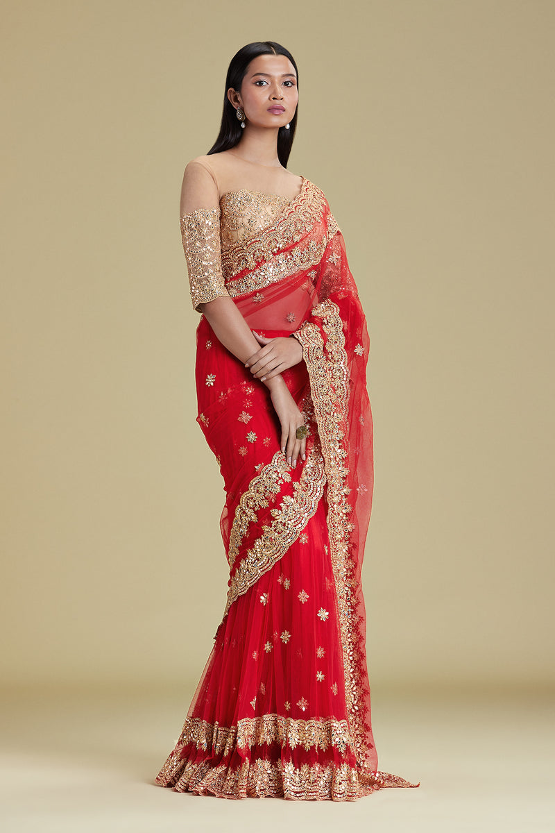Georgette Red Designer Lehenga Saree readymade Wholesale Collection, Party  Wear at Rs 1095 in Surat